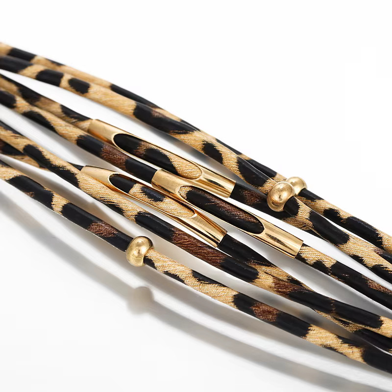ALLYES Lederarmband, Leopard, Gold, Damen Herren - Bild 4
