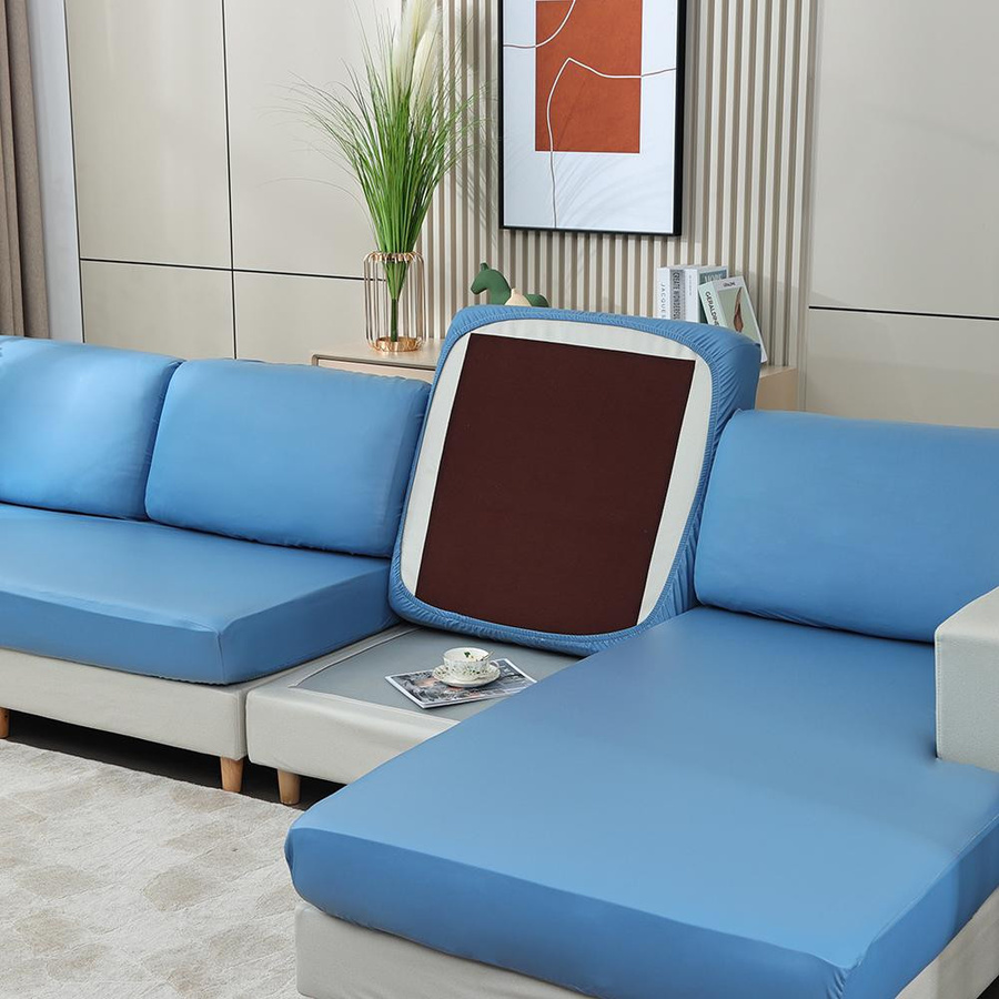 BRHUIXUE Elastische Sofa-Sitzkissenbezüge aus wasserdichtem PU-Leder und Polyester für 1- bis 4-Sitzer Sofas - Bild 1