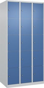 C+P Schließfachschrank Classic PLUS mit 3 Abteilen in Grau und Blau, H x B x T: 185 x 90 x 50 cm - Bild 1