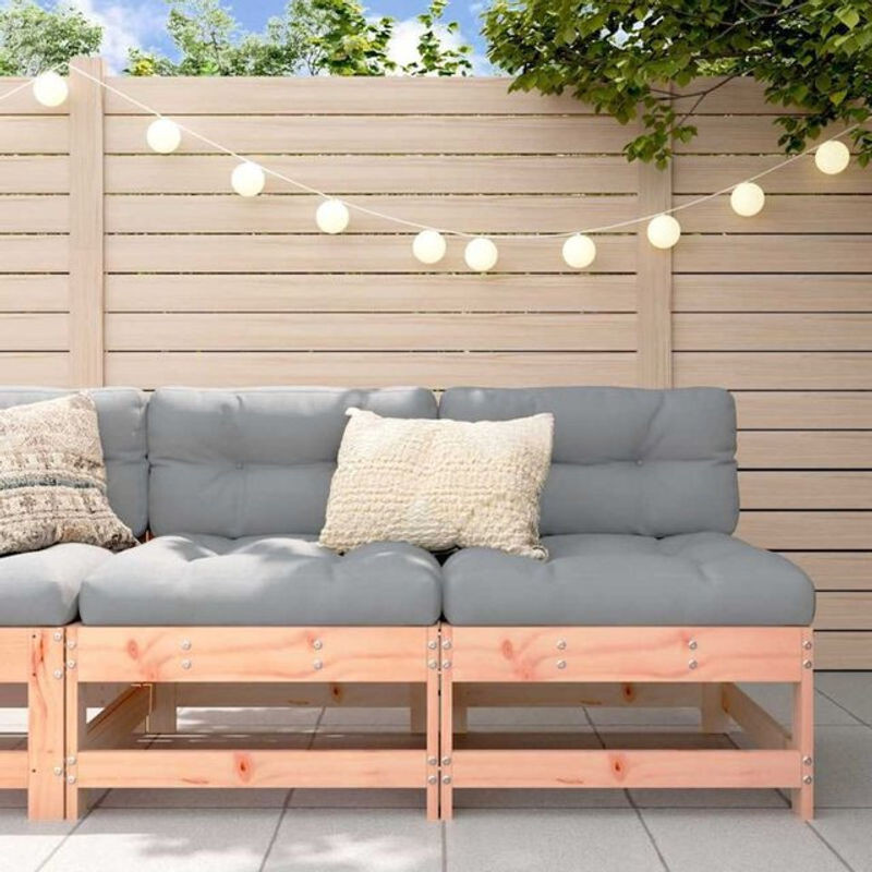 Vidaxl Modulsofa Set aus Massivholz Douglasie in Grau im skandinavischen Design mit 2 Kissen - Bild 1