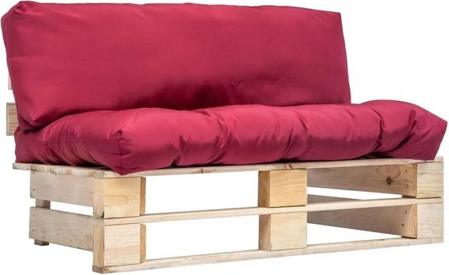 vidaXL Outdoor-Sofa aus Kiefernholz mit roten Polsterkissen für Garten und Terrasse - Bild 1