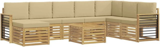 vidaXL Sofagarnitur aus Massivholz Akazie in Beige mit Latten-Design und Armlehnen - Bild 1