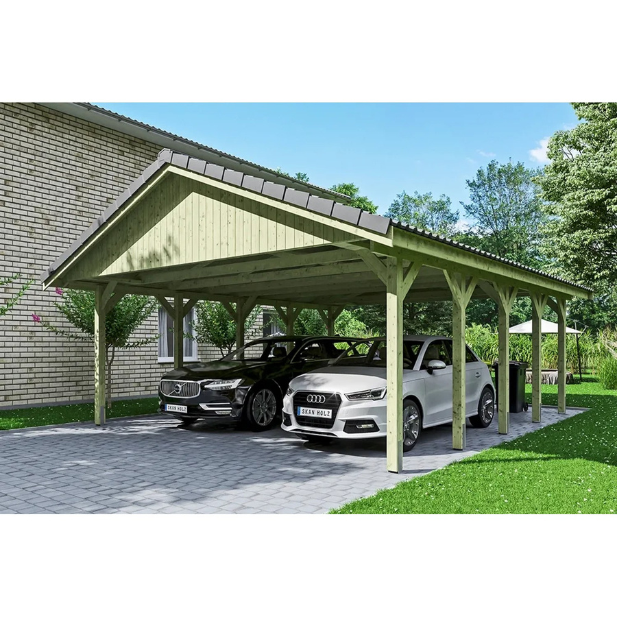 Skan Holz Carport Wallgau Satteldach aus Nadelholz in Grün, B/T: 620 x 750 cm, Höhe: 354 cm - Bild 2