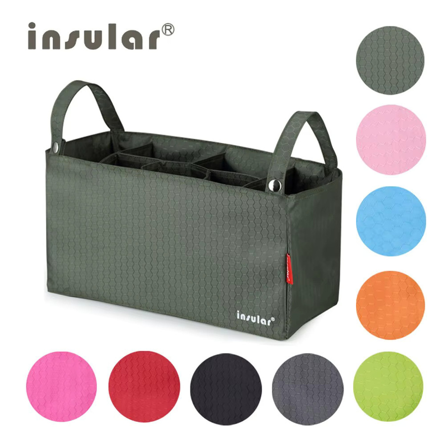 Insular Kinderwagentasche Organizer in Grau und Multicolour mit Korbhaken als Kinderwagenzubehör - Bild 2