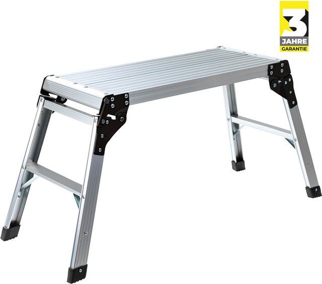 Craftfull Arbeitsplattform CF-107A aus Aluminium, klappbares Arbeitspodest mit Sicherheitsbügel, Silber/Schwarz - Bild 1