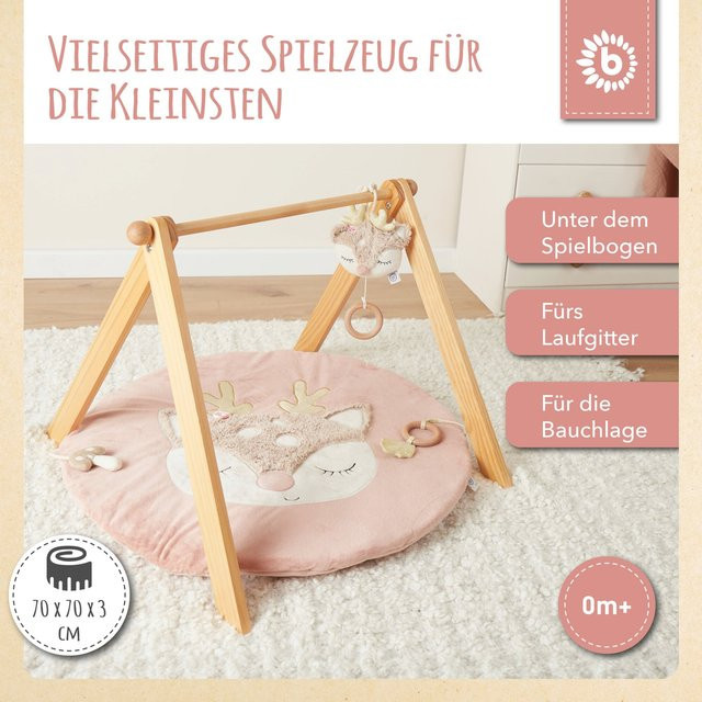 Bieco Krabbeldecke mit Aktivität Reh in Pink aus Kunstfell für Babys - Bild 1