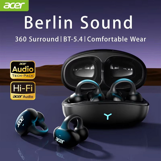 Acer OHR206 TWS Ohrclip-Kopfhörer mit Bluetooth 5.4 und Dolby-Klangqualität in Schwarz - Bild 1