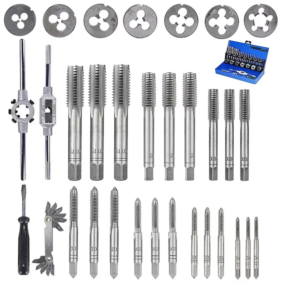 PINTUDY 32-teiliges Metrisches Gewindeschneider-Set in Silber für M3 bis M12 zur Reparatur von Muttern, Bolzen und Schrauben - Bild 2
