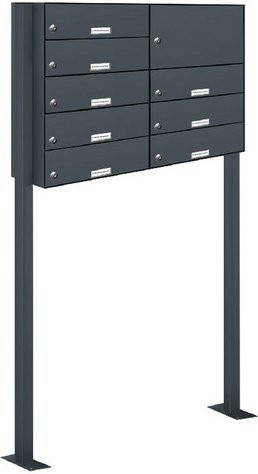 AL Briefkasten-System für 8 Parteien mit Zaundurchwurf, grau, B/H/T: 153,404 x 150,0 x 27,5 cm - Bild 1