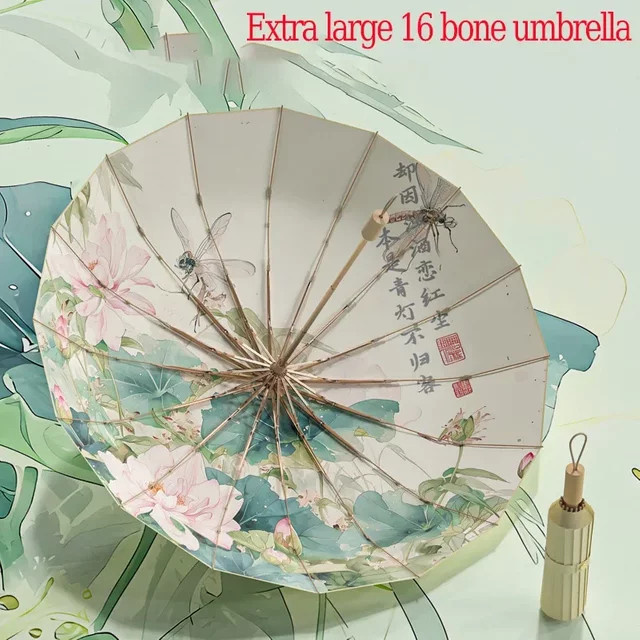 Bunter Sonnenschirm im Retro-Design mit 16 Rippen und UV-Schutz aus Aluminiumlegierung - Bild 1