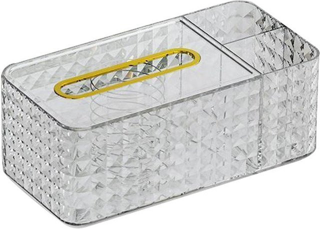 OutsideWorld Aufbewahrungsbox mit Rautenmuster und Seitenfach in Weiß und Transparent - Bild 1