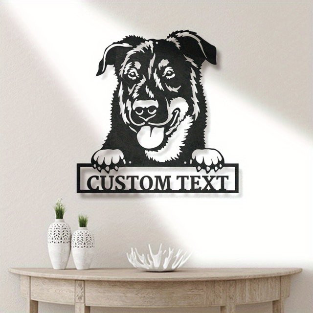 Personalisiertes Hello Young Beauceron Hund Metall-Wandkunst in Schwarz - Bild 1