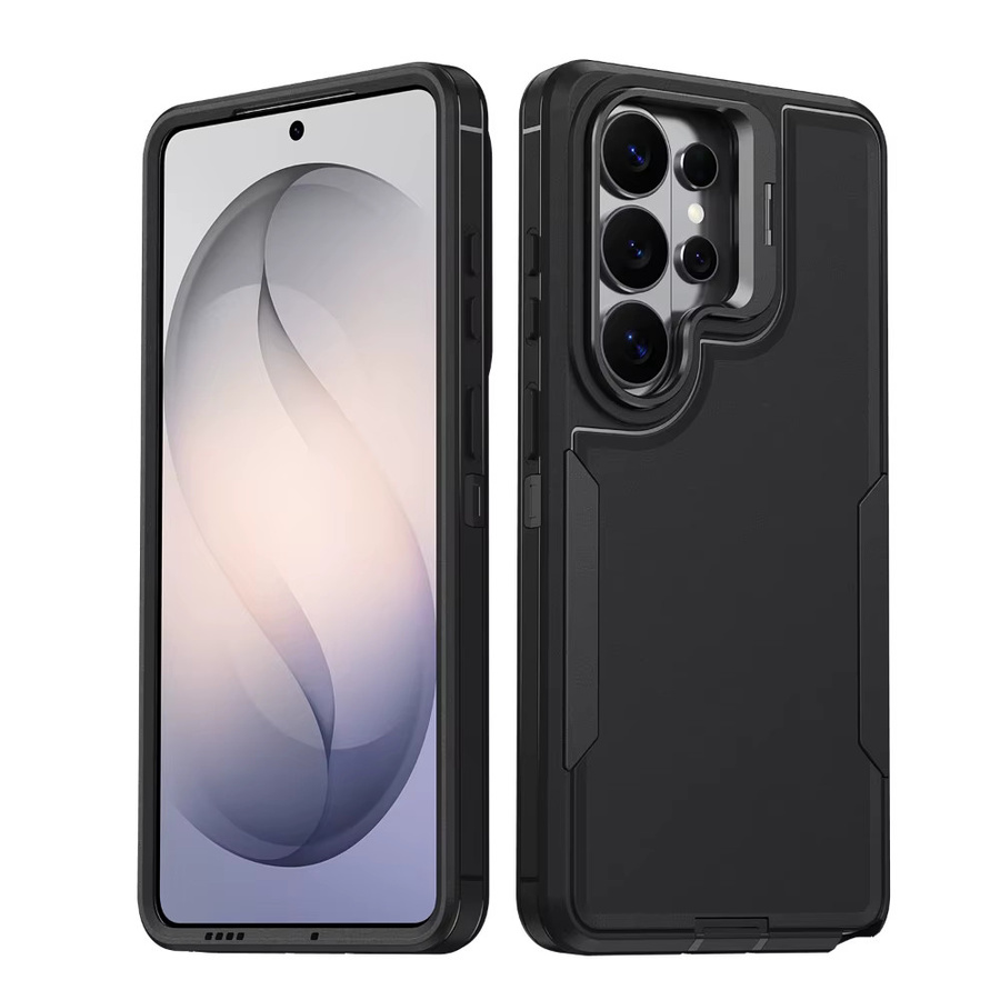 Transparente 2in1 TPU Stoßfeste Handyhülle mit Metall-Kamerahalterung für Samsung Galaxy S26 S25 S24 S23 S22 Ultra Plus in Transparent und Blau - Bild 3