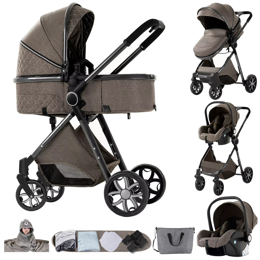 Magic ZC 2-in-1 Reisesystem Kinderwagen mit Schlafkorb aus Magnesiumlegierung in Braun - Bild 5