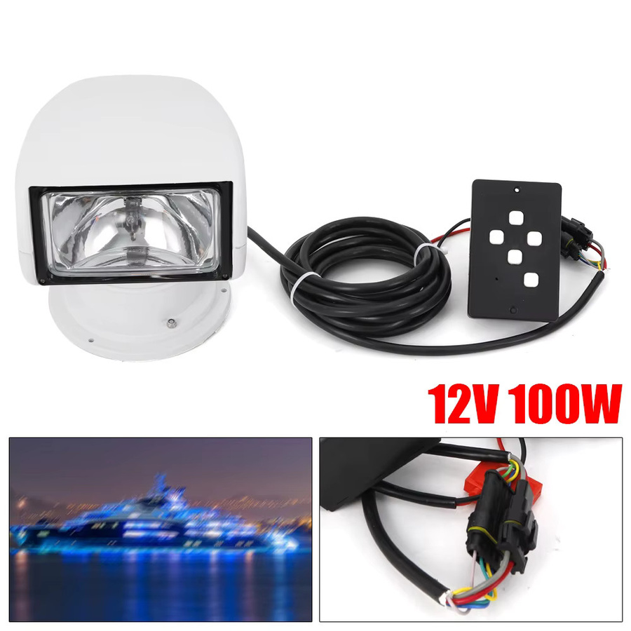 Wasserdichter Marine Scheinwerfer 100 W mit Fernbedienung, 12 V, 360 Grad drehbarer Bootssuchlicht in Weiß - Bild 3