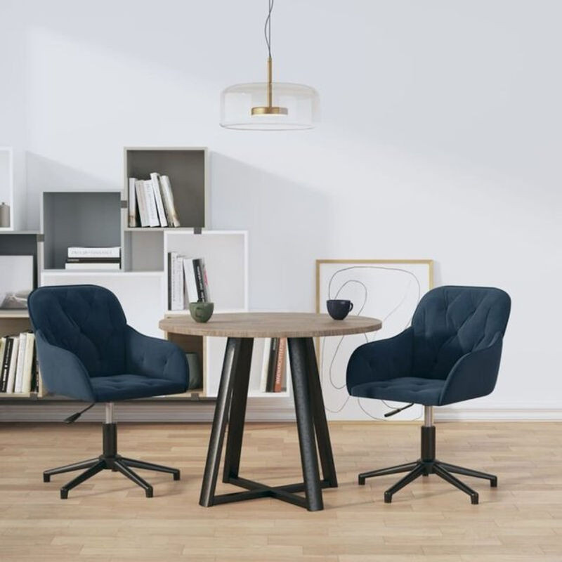 Vidaxl Esszimmerstühle Set aus 2 Stück, drehbar, Blau, Samt, Modernes Design - Bild 1