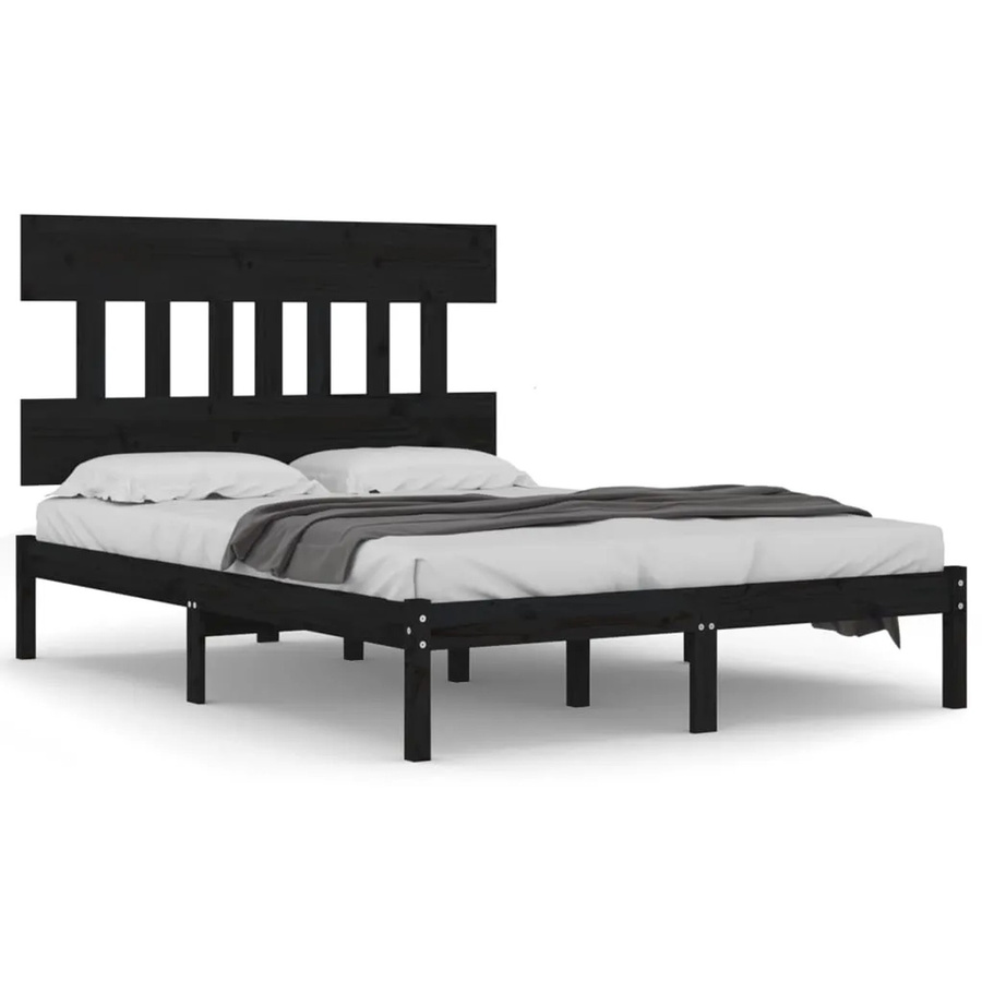 vidaXL Massivholzbett aus Kiefer in Schwarz, B/T/H: 140 x 190 x 145,5 cm - Bild 2