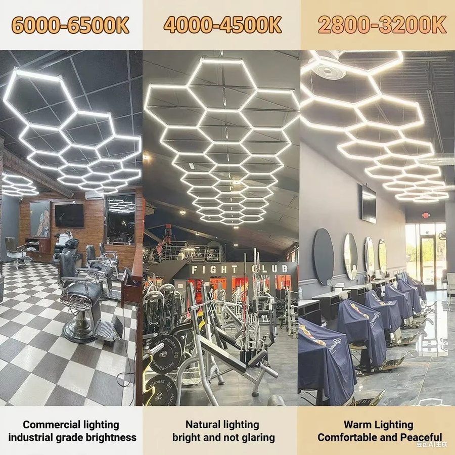 LINYILIGHT LED Deckenbeleuchtung in Wabenform, moderne sechseckige Hexagon-Leuchte in Weiß für Wohnzimmer, Werkstatt oder Fitnessstudio - Bild 3