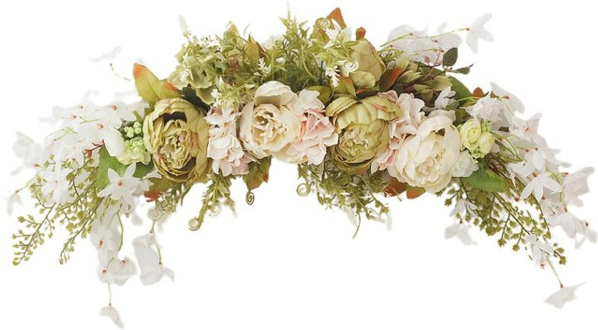 Tooarts Hängender Frühlings-Türkranz mit künstlichen Pfingstrosen und Blumen in Weiß und Mehrfarbig als dekorative Girlande für Hochzeit und Frühling - Bild 1