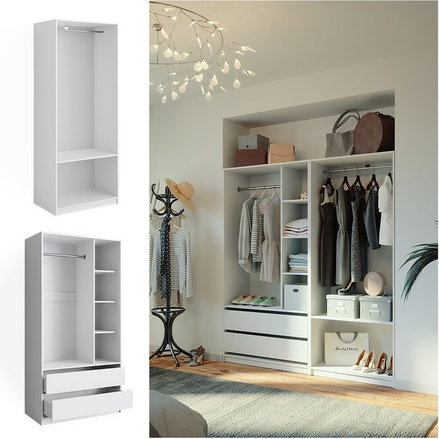 Vicco Kleiderschrank Elmo Set aus 2 Teilen in Weiß, B: 80 cm, H: 200 cm - Bild 1