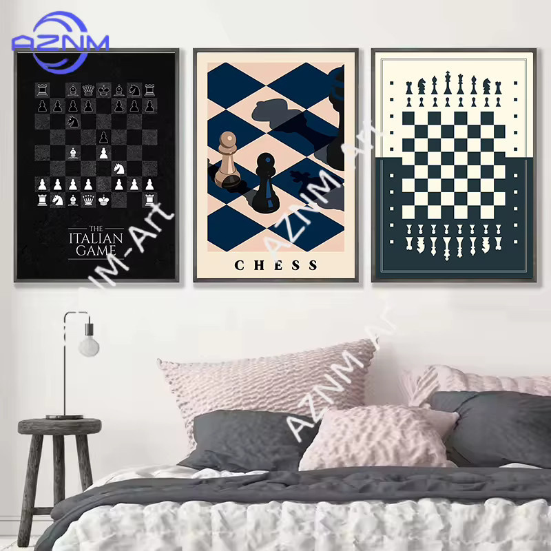 KAYOU Vintage Internationales Schach Leinwand-Poster als moderne Wandkunst für dein Wohnzimmer oder Spielzimmer in Mehrfarbig - Bild 3