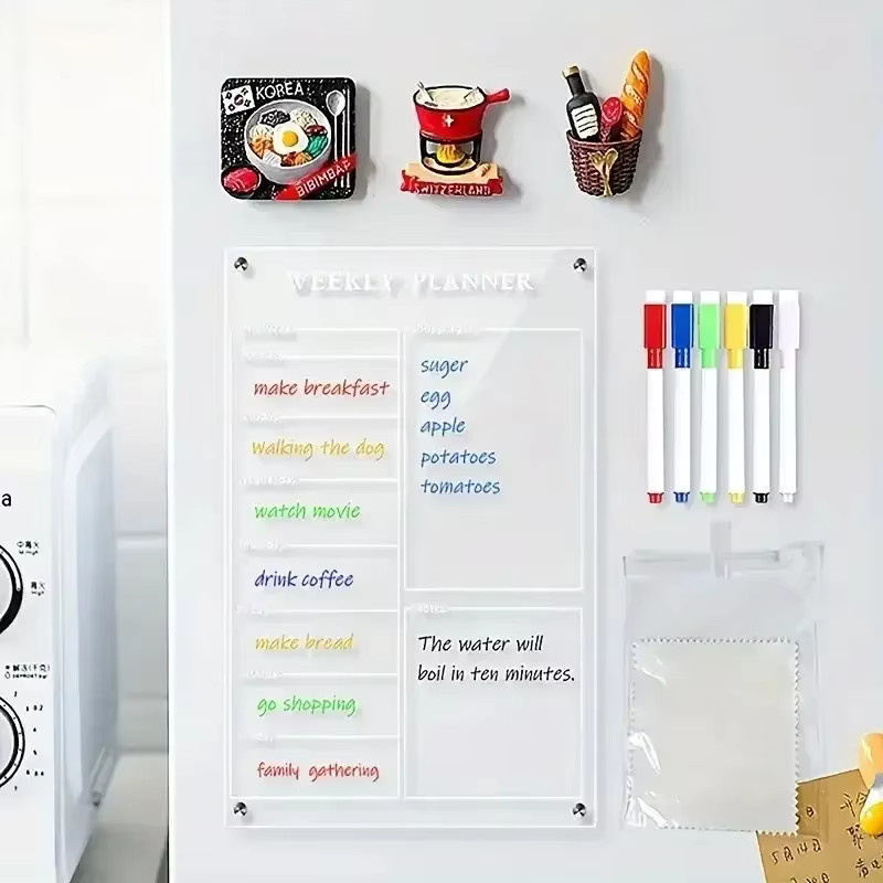 A3 Acryl-Wochenplaner als transparenter Magnet-Kalender und löschbares Memoboard für Küche und Büro - Bild 2