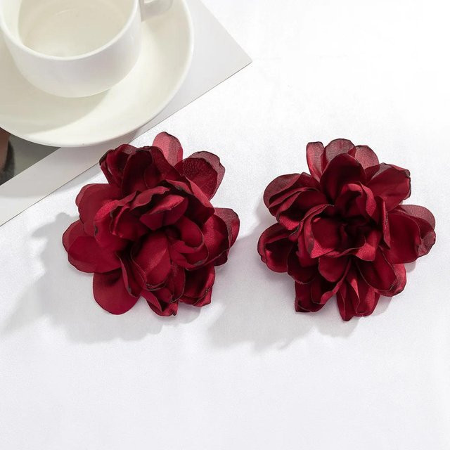 YULIN Ohrstecker, Blumen, Messing, rot, Damen - Bild 1