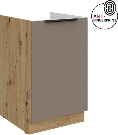 Küchen Spülenschrank ARIA in Sandgrau matt mit Anti Fingerprint Effekt, Breite: 50 cm