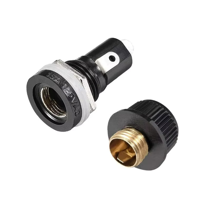 Schraubkappe Sicherungshalter für Panelmontage, Schwarz, 5x20mm für 12mm Montageloch, 250V/10A - Bild 2