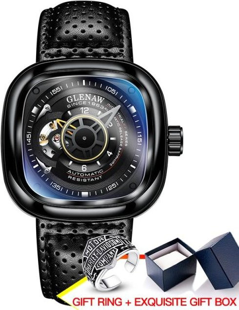 YIRAN Jewelry Chronograph, Automatik, Edelstahl, Eckig, 44 mm, Herren, Grau - Bild 1