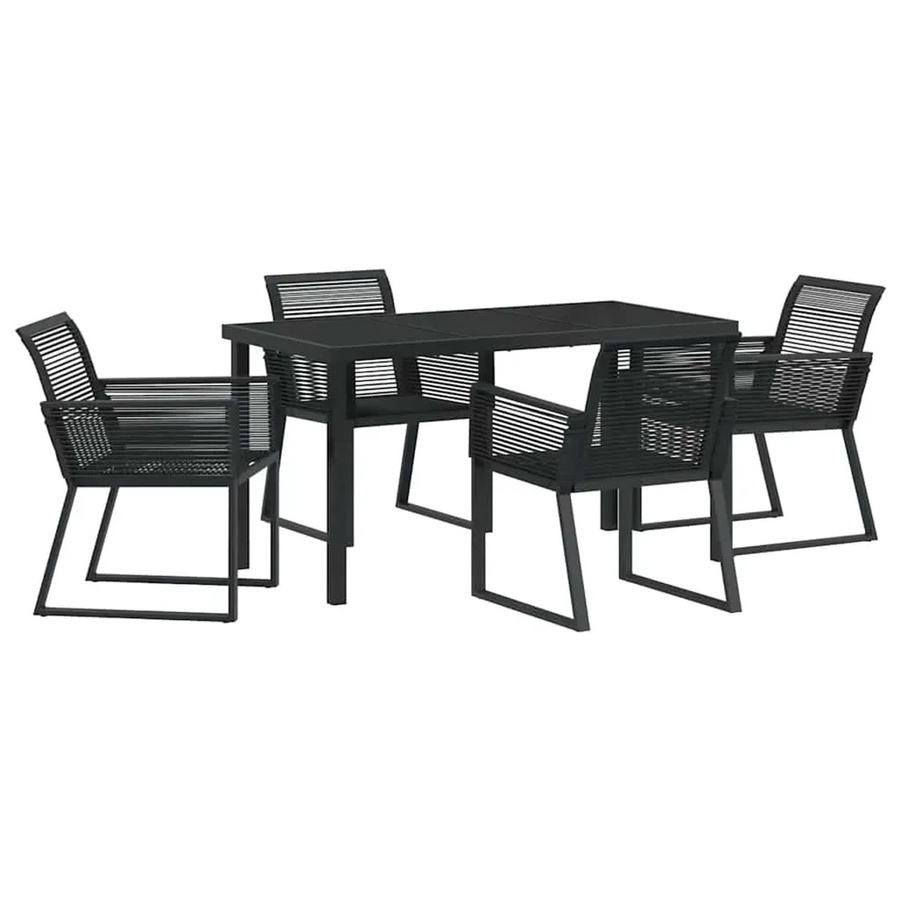 vidaXL Garten Essgruppe 5-teilig aus Poly Rattan und Glas in Schwarz - Bild 2