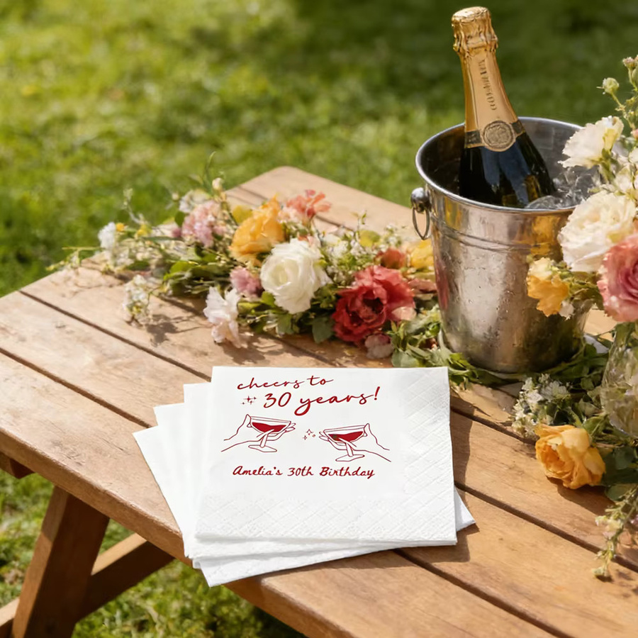 20 Stück Cocktail-Servietten Prost auf 30 Jahre in Weiß für die 30. Geburtstagsfeier - Bild 3
