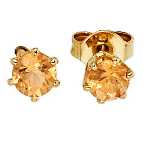 Colfem Ohrstecker 585 Gelbgold, Citrine, Unisex - Bild 1