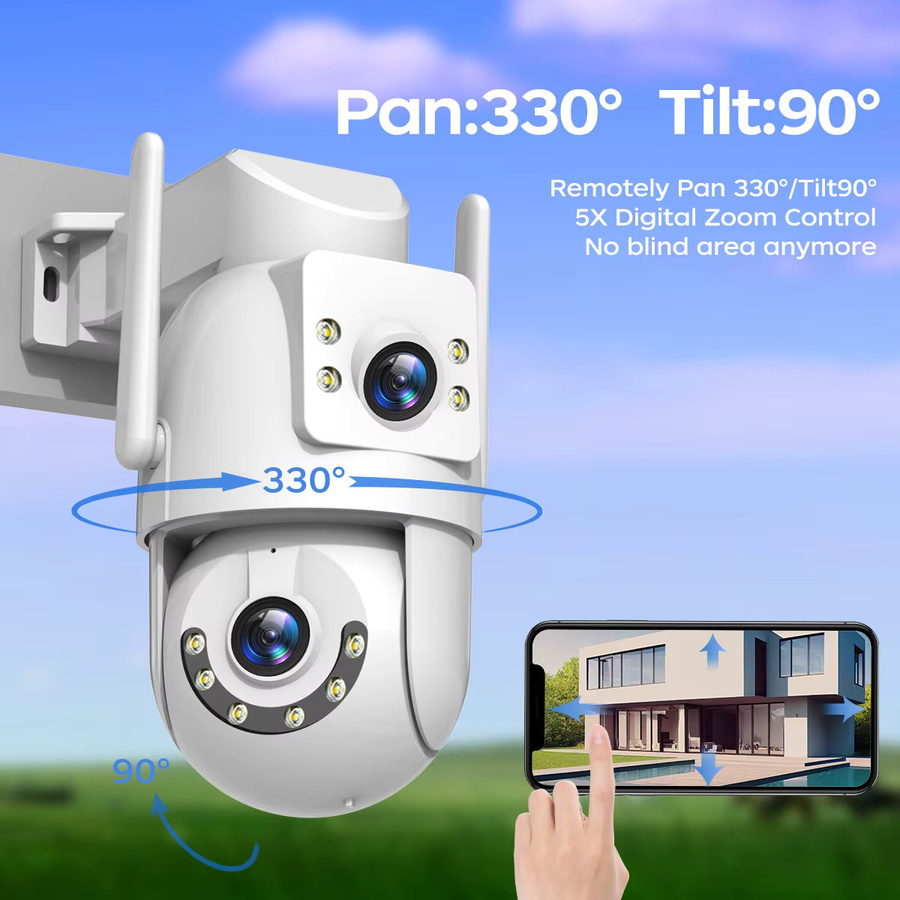 Jooan 4K 5G Kabellose IP-Kamera für Außenbereich mit Doppelbildschirm, 5-fach Digitalzoom, CCTV-Videoüberwachungskamera und Auto-Tracking in Weiß - Bild 2