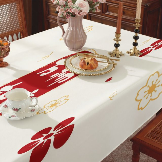 VIKAMA Rechteckige Tischdecke aus Leinen mit Retro-Blumenmuster, winddicht und ölbeständig - Bild 1
