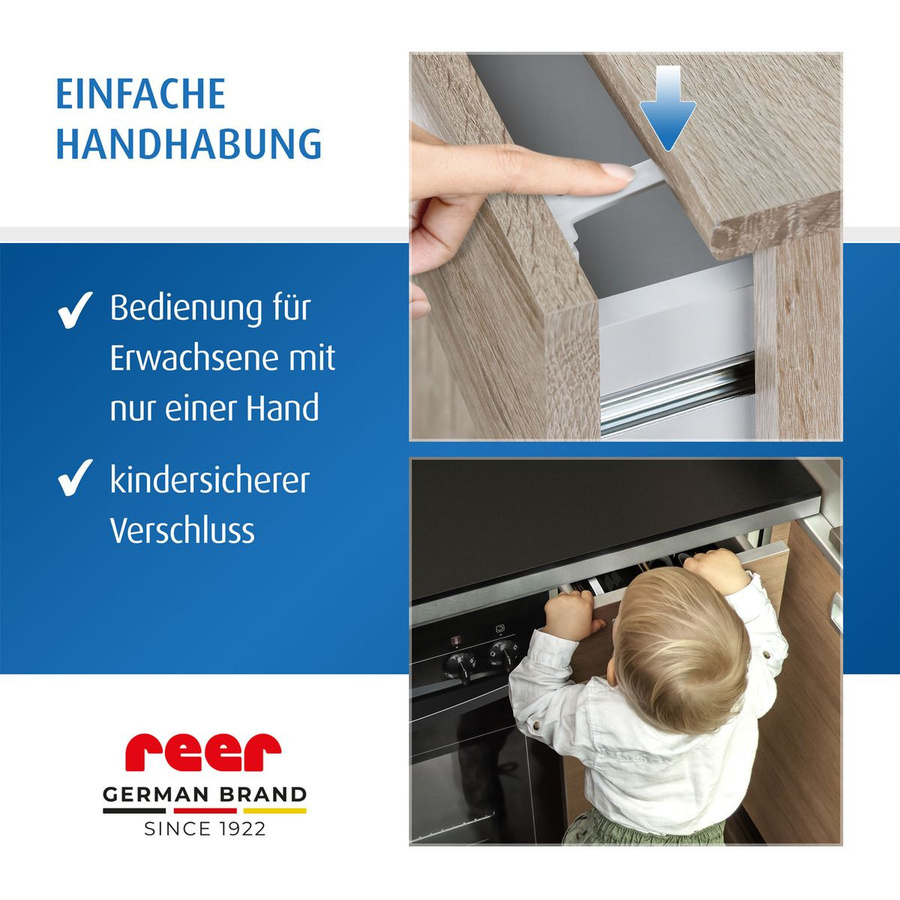 Reer 3er Pack Schrank- und Schubladensicherung mit Schrauben, Weiß - Bild 4