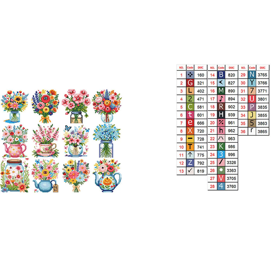 Huacan 12er Set Runde Mosaik-Mini-Diamant-Gemälde mit Blumen- und Sonnenblumen-Motiv in Mehrfarbig für die moderne Heimdekoration - Bild 3