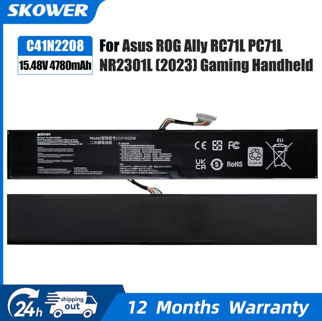 SKOWER Akku C41N2208 für Asus ROG Ally Gaming Handheld Z1 Z1E Extreme, 15,48 V, 4780 mAh, Schwarz - Bild 1