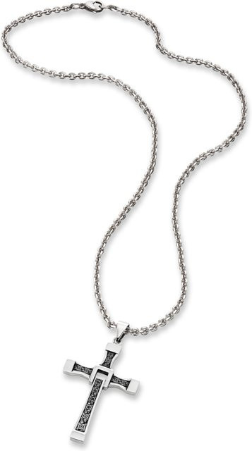 Save Brave Halskette Edelstahl, Silber, Zirkonia, Herren, 50 cm - Bild 1