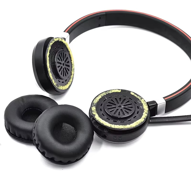 1 Paar Ersatz-Ohrpolster aus Proteinleder in Schwarz für Jabra Evolve 20 20se 30 30II 40 65 65+ UC MS Headset - Bild 1