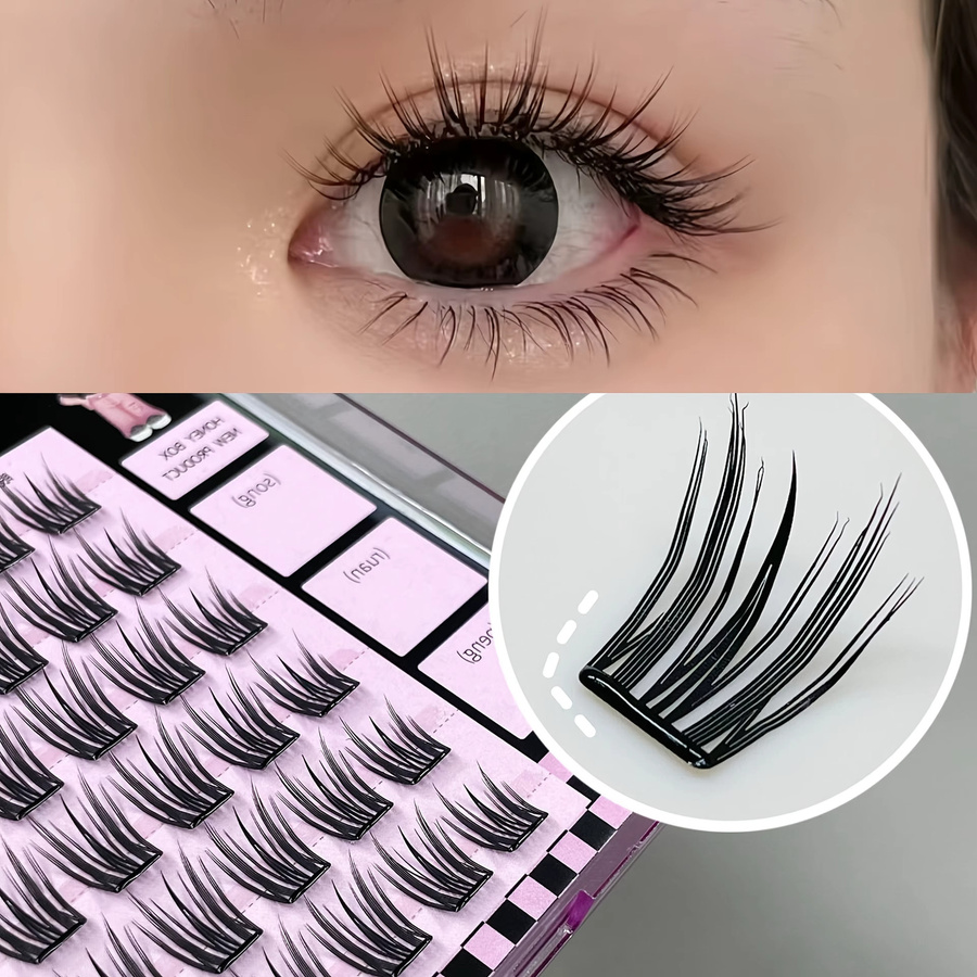 Mixiaohe Kleeblatt-Wimpern, 36 Bündel, Schwarz, 10-13mm - Bild 2