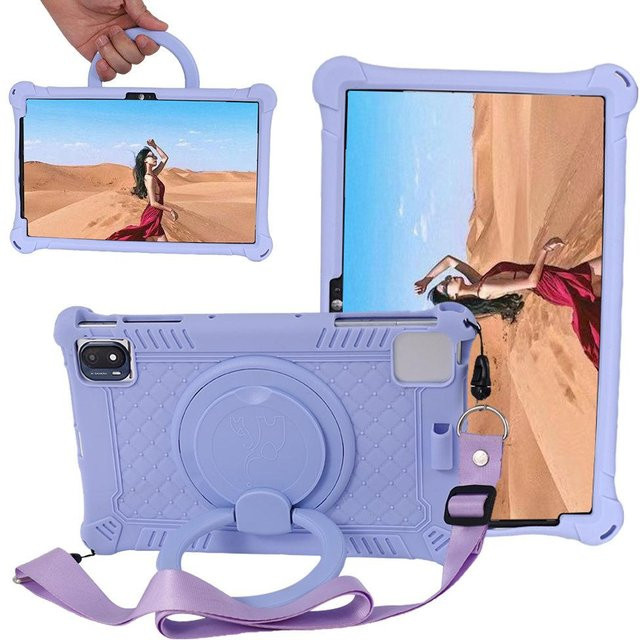 Drehbare Silikonhülle für TCL Tab 10L 10.1'' und Tab 10S 10.36'' mit Kindersicherem Ständer in Lila - Bild 1
