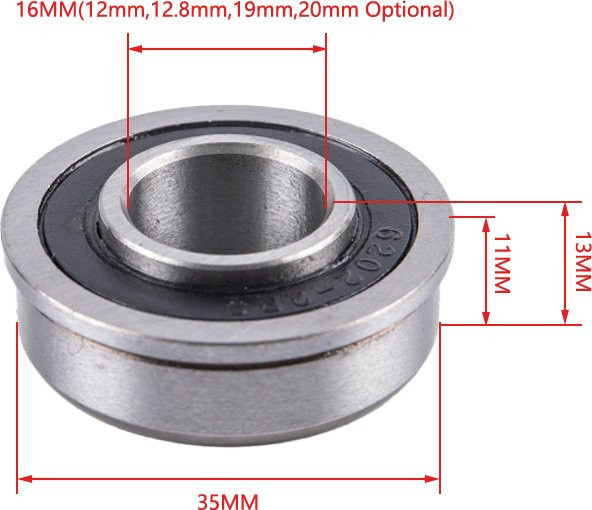 HELTC Miniatur-Rillenkugellager F6202 RS in Silber, B/D/H: 13 x 35 x 11 mm - Bild 1