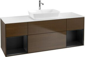 V&B Waschtischunterschrank Finion in Weiß mit blauem Regal, Breite: 160 cm, Tiefe: 50,1 cm, Höhe: 50,1 cm - Bild 1