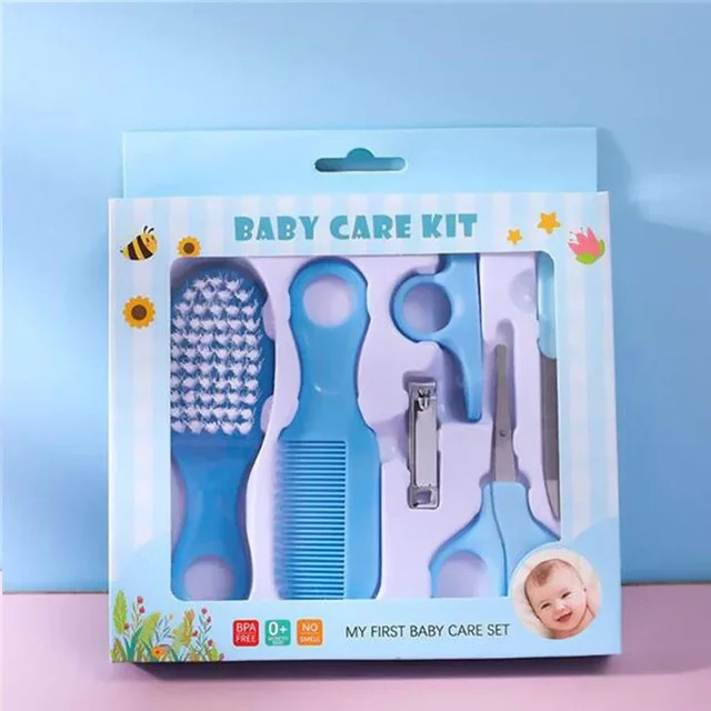6-teiliges Baby-Pflegeset in Blau mit Nagelpflege, Haarschere und Kamm für Neugeborene - Bild 1