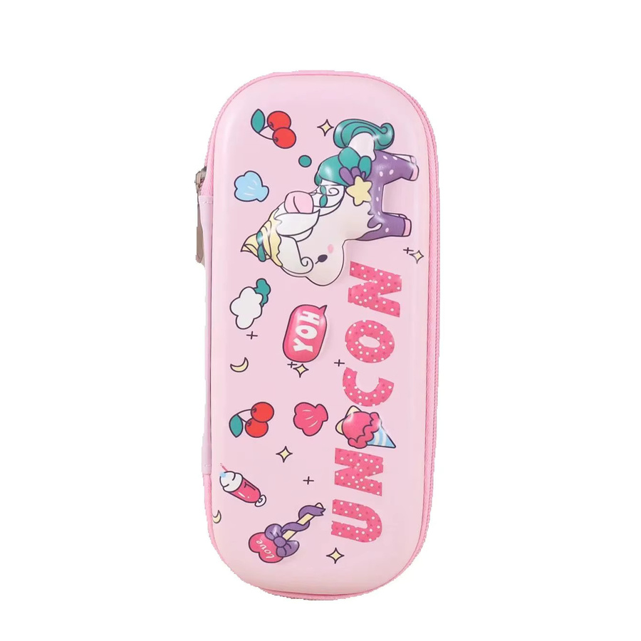 3D Candy Unicorn Federmäppchen aus Polyester in Pink mit drei Fächern und Reißverschluss - Bild 2