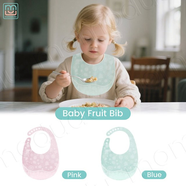 Momo&Dudu Baby-Silikon-Lätzchen mit Krümelauffangtasche, wasserdicht und waschbar, Gelb - Bild 1