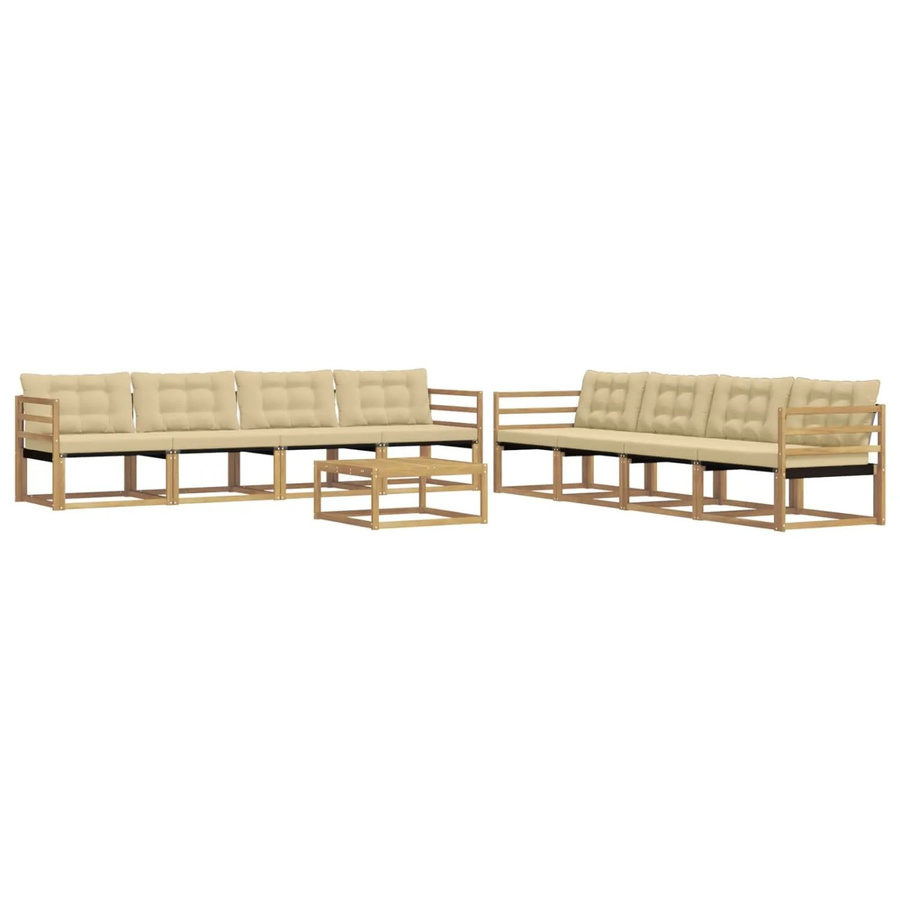 vidaXL Outdoor-Sofagarnitur aus Akazienholz mit Textilene und Kissen, 9-teiliges Set in Weiß und Beige, B/T/H: 79 x 79 x 37 cm - Bild 2