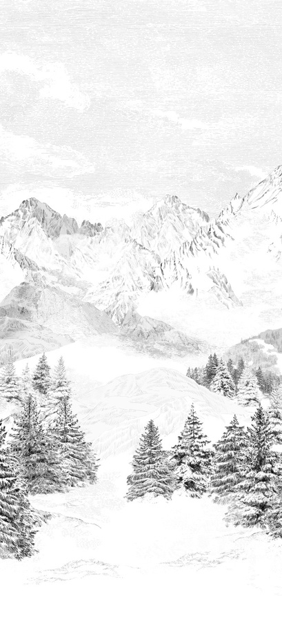 Isidore Leroy Mural Les Cimes Bahnen Wandtapete aus Vlies in Grau - Bild 1