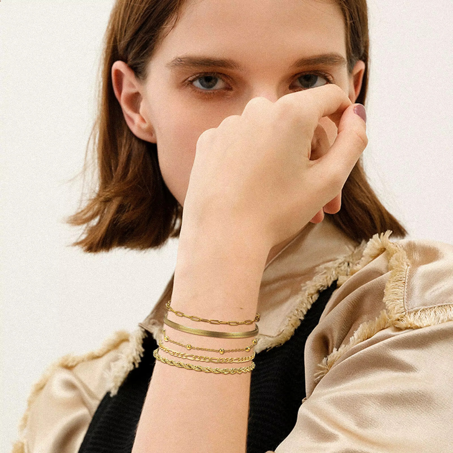 Meaeguet Armbänder, Edelstahl, vergoldet, 5 Stück, Damen - Bild 2